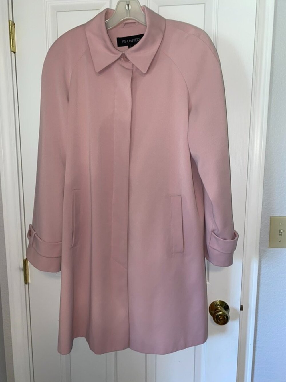 FS Limited Mauve Pink Single Breasted Rain Jacket Trench Coat Size L